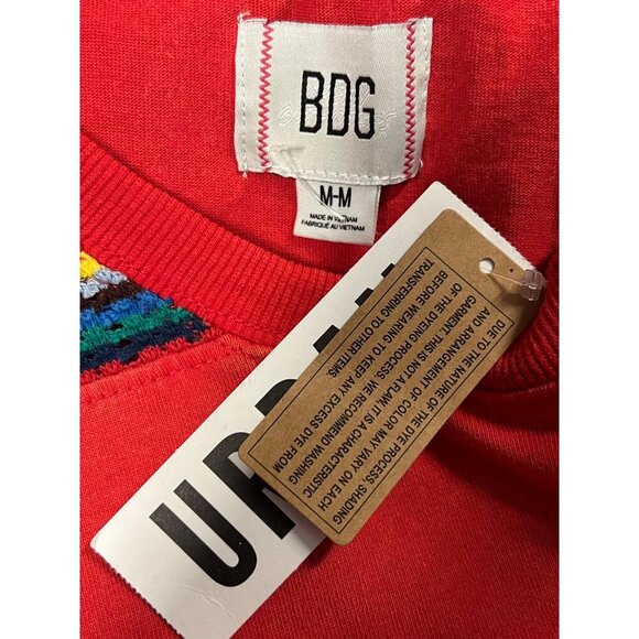 BDG Womens Red Textured Knit Long Sleeve Top RUGBY Stripe Size Medium M NWT New - Picture 8 of 11